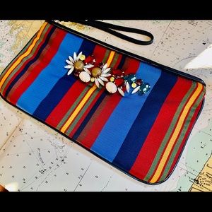 Ann Taylor LOFT large Wristlet  NewJeweled Striped